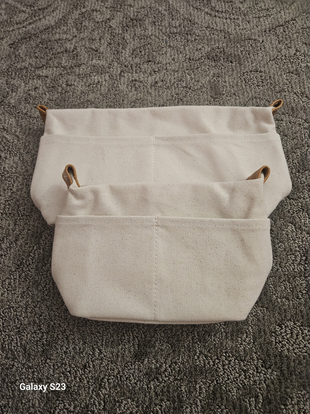 2 Canvas Inner Bag Zipper Clutch Bag Multifunctional Cosmetic Bag, Beige
